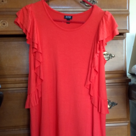 a.n.a Dresses & Skirts - a.n.a. Red Ruffle Sleeve Dress Size M Stretch NEW